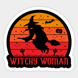 VINTAGE Flying Witch Halloween Sticker